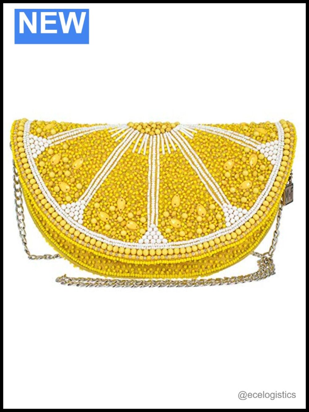 Artisan Handcrafted Beaded Lemon Slice Crossbody Bag with Removable Strap